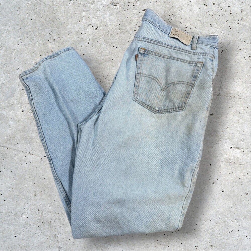 Vtg 90s Levis Signature 545 Orange Tab Loose Fit Jeans Mens 42x32 Light Wash USA